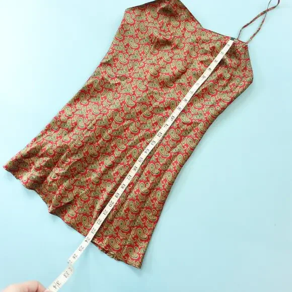 Victoria's Secret Red Baroque Print Satin Mini Slip Dress Nightgown Size XSmall - Picture 5 of 6